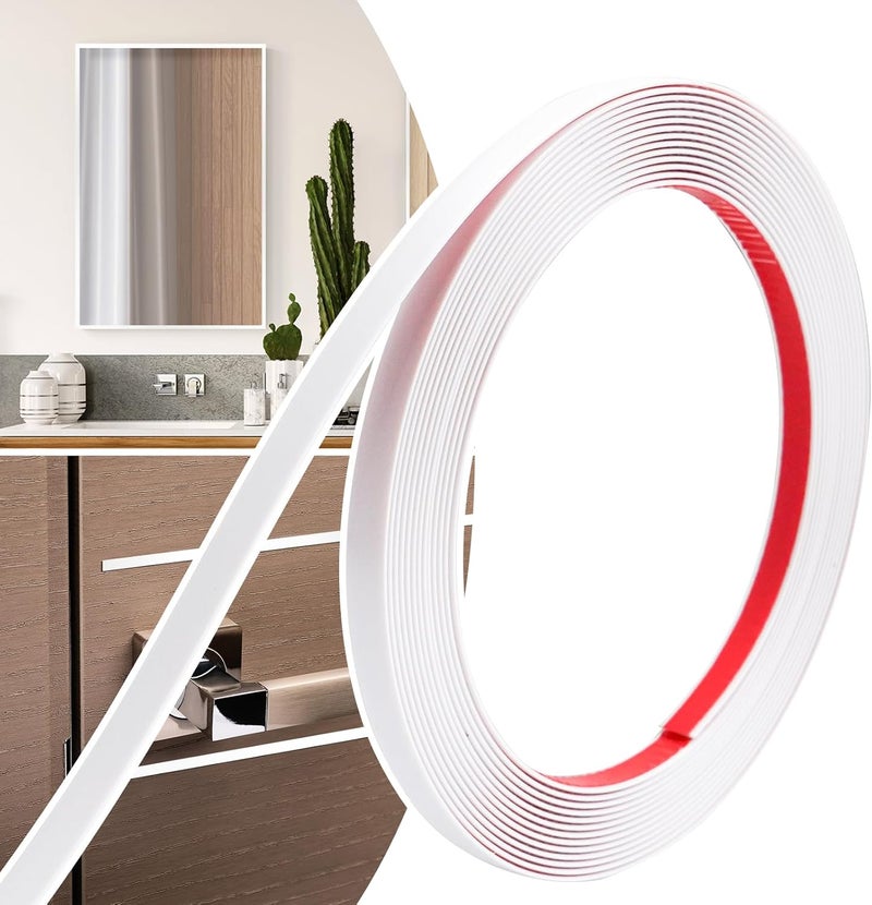 JSIWOTH 0.39in × 20Ft Peel and Stick Wall Molding Trim - Flexible Self Adhesive Molding Trim for Walls, Edges, Borders, Window Frames, Backsplash Tiles - White (Paintable) Waterproof Trim - Image 1
